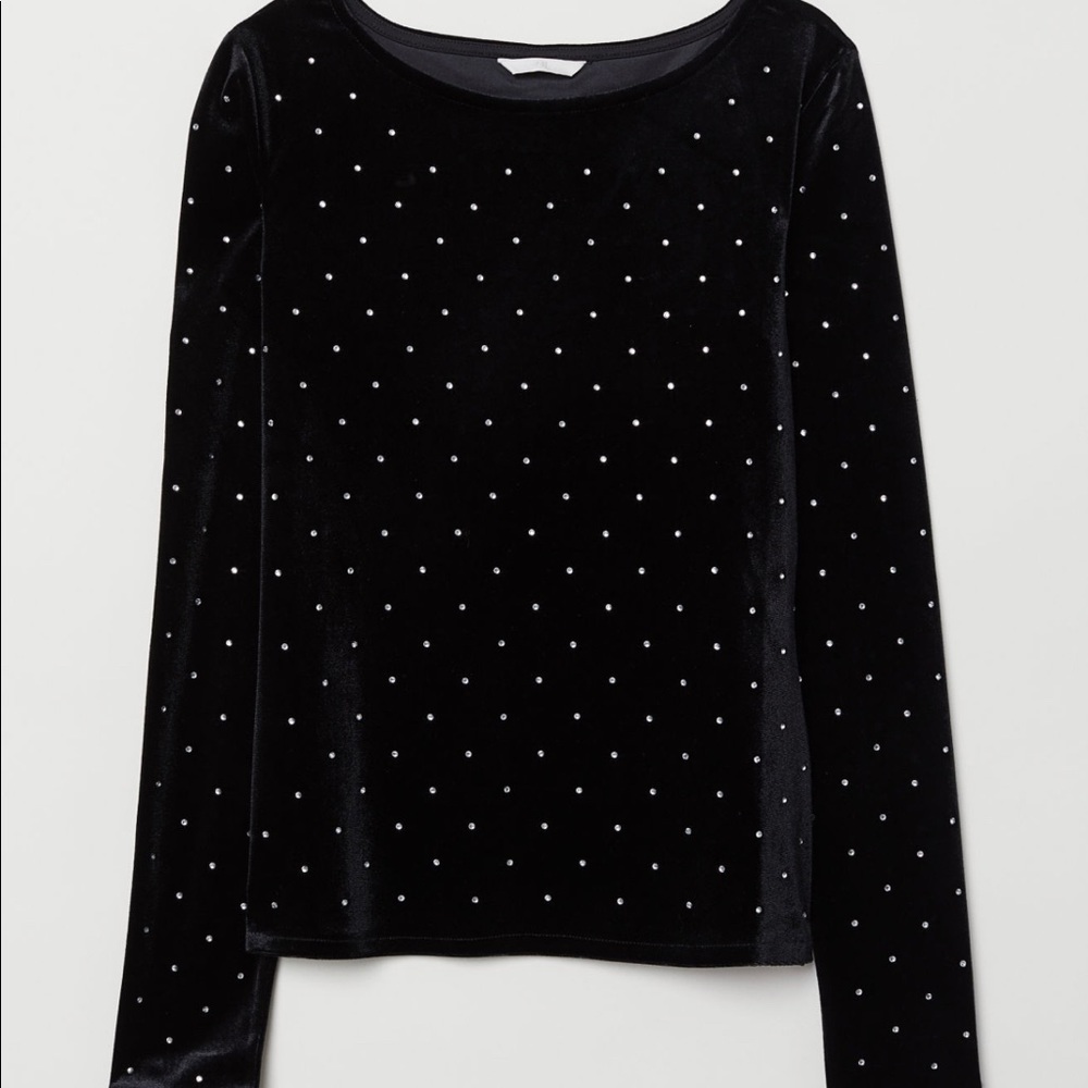 Velour long sleeve blouse